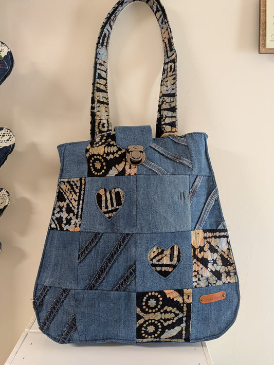 U Shape Tote - Batik Blue