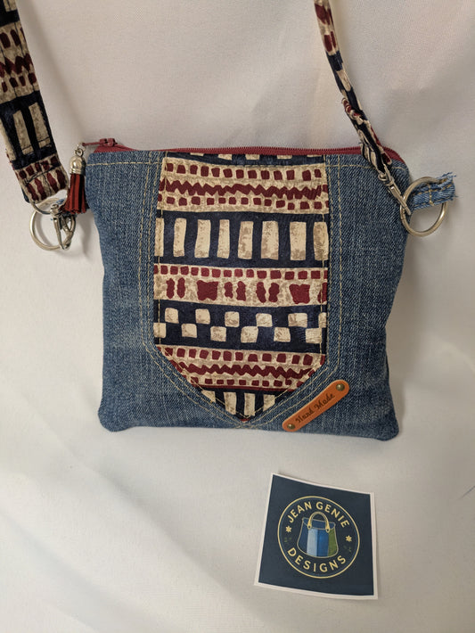 Tie Bag - burgundy & cream