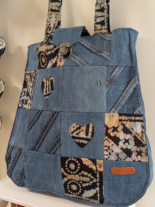 U Shape Tote - Batik Blue